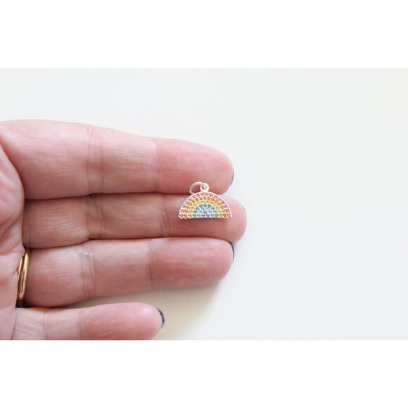 Sterling Silver Rainbow Charm with Nano Gem Crystals Charm - Picture 3 of 5
